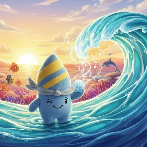 Lenabo Hörspiel „Nalu bringt das Meer zum Singen“ von Lenabie Nalu (Surfboard) – fröhliches Hörspiel für Kinder ab 3 Jahren, Nalu entdeckt die musikalischen Klänge der Wellen und lässt gemeinsam mit Meeresfreunden eine sanfte Ozeanmelodie erklingen, kindgerechte Abenteuergeschichte über Kreativität, Mut und Freude, mit beruhigenden Meeresgeräuschen, Wellenrauschen und harmonischer Musik, fördert Fantasie, Rhythmusgefühl und emotionale Entwicklung, ideal als Einschlafgeschichte o. entspannendes Hörabenteuer