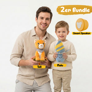 Lenabo Starter Kit 2er Bundle mit Lenabie Tali (Puma) und Lenabie Nalu (Surfboard) sowie Lenabo Smart Speaker – smartes, modulares Audiosystem für Kinder von 0 bis 7+ Jahren, ideal für Geschichten, Musik und altersgerechte Lerninhalte, kompatibel mit allen Lenabies, per App steuerbar und flexibel erweiterbar.