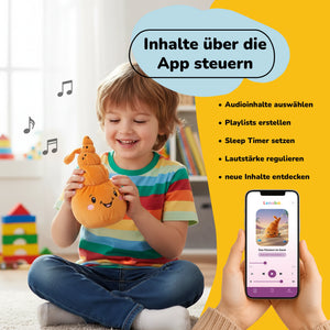 Lenabie Mia (Muschel) – Kind steuert Audioinhalte per App, weiches Kuscheltier und Audiobegleiter, kompatibel mit dem Lenabo Smart Speaker, ideal für Hörspiele, Musik und Lerninhalte